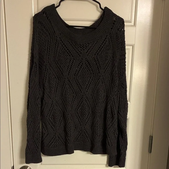 Dark Gray Open-Knit Sweater - Picture 1 of 4